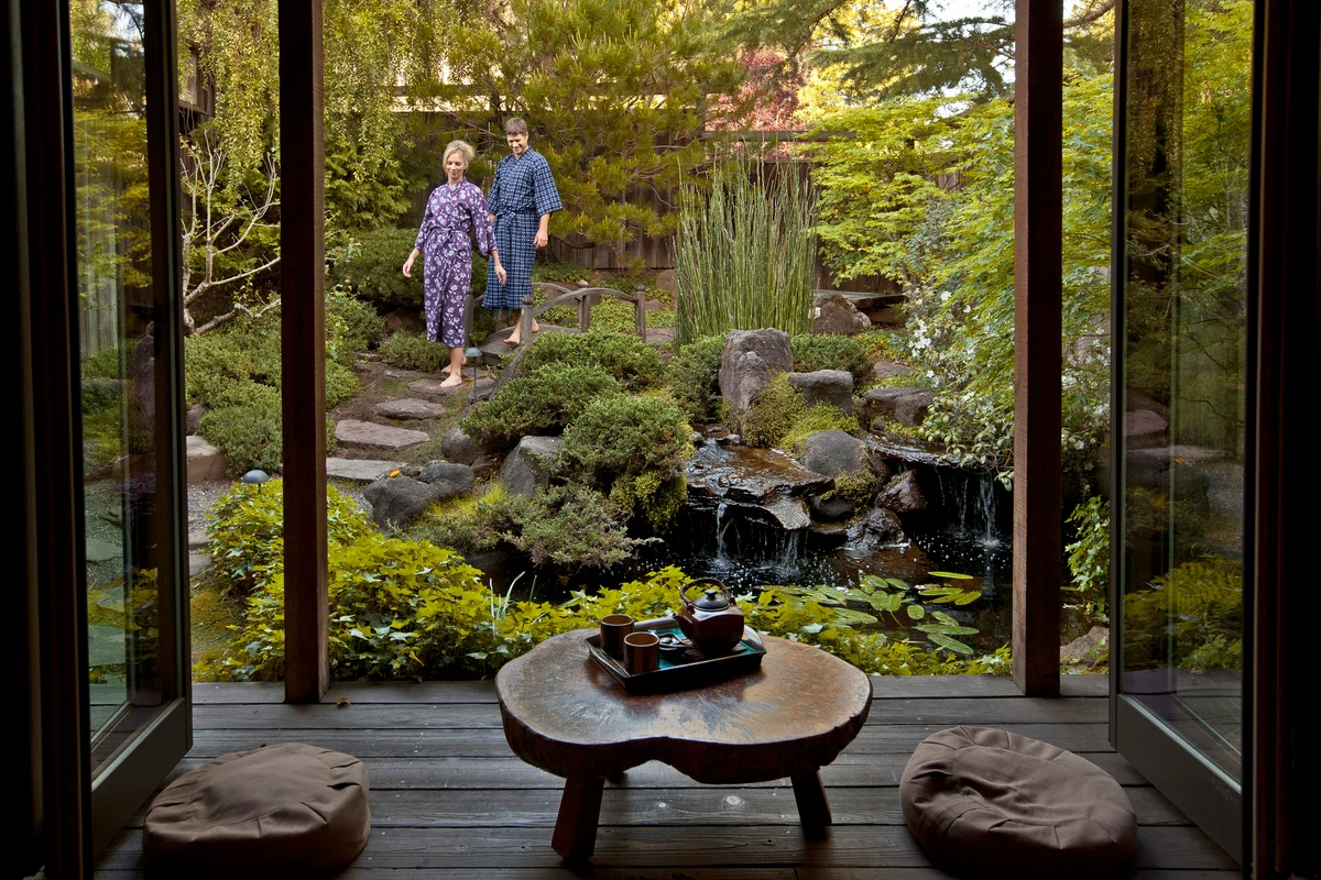 couple in a zen garden