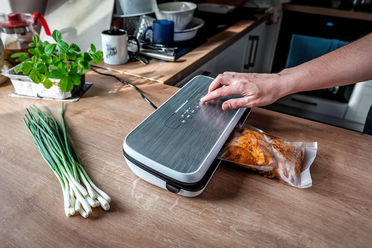 Using vacuum seal machine for packing meat