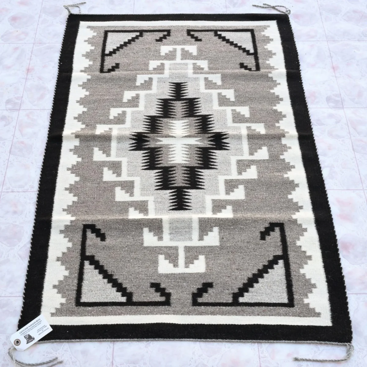 Vintage Navajo Two Grey Hills Wool Rug