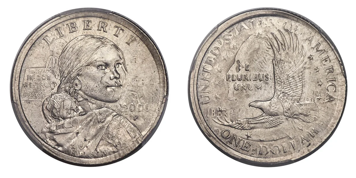 2000-P Sacagawea Dollar Struck on a Massachusetts Quarter
