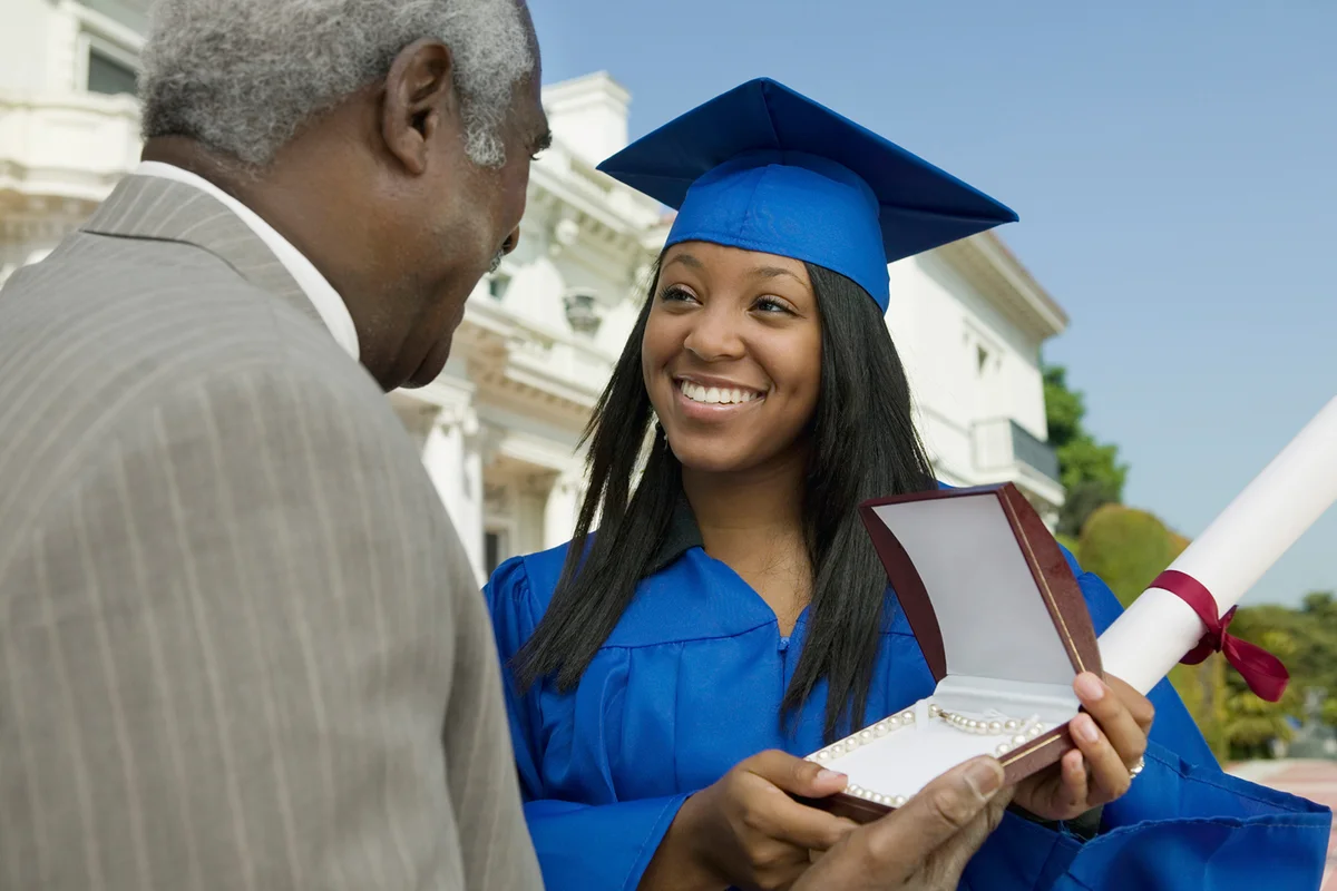 Father Giving Daughter Graduation Gift