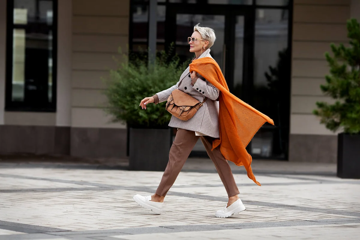 Confident woman walks street