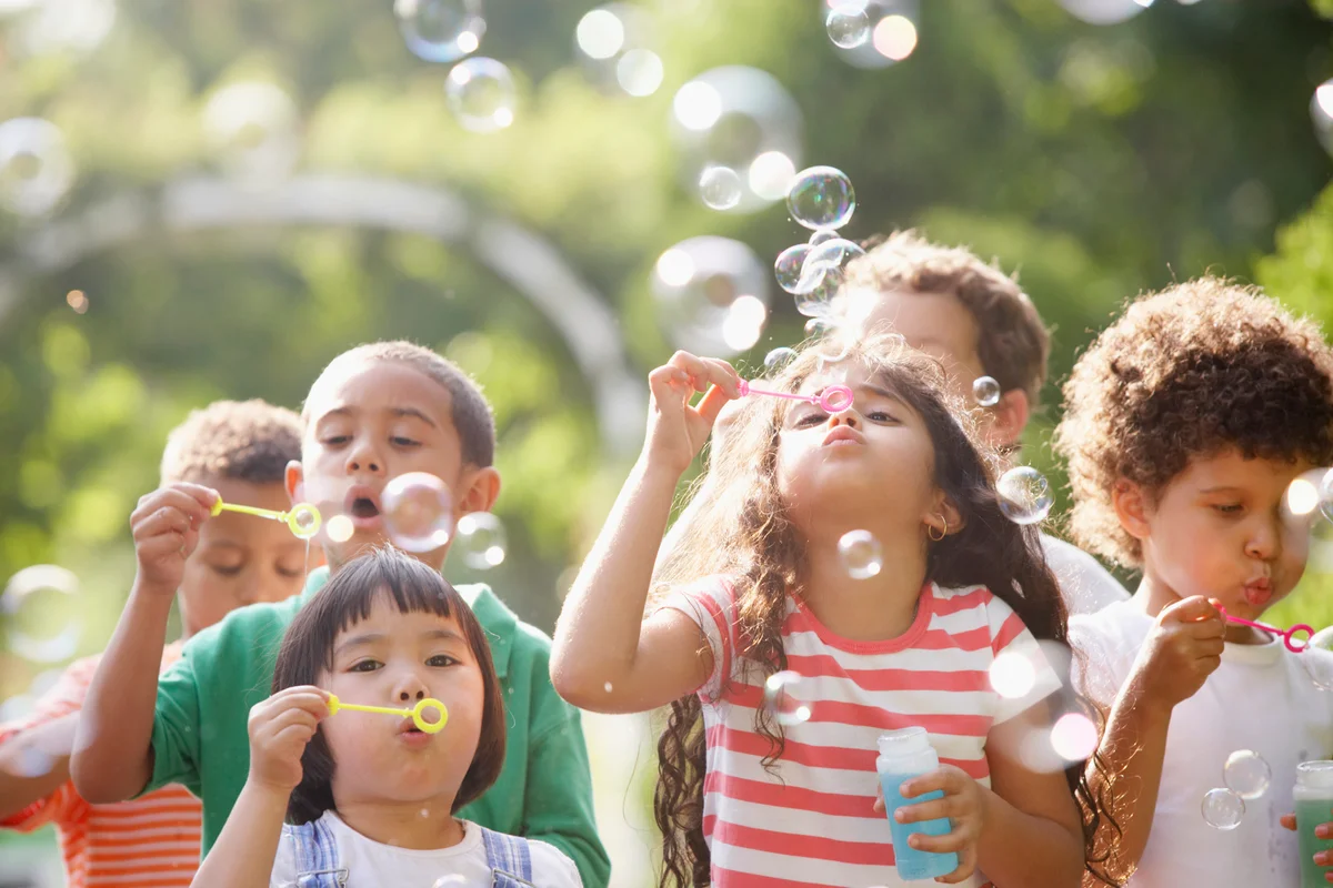 blowing bubbles