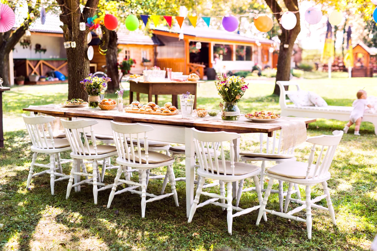 table in the part set for a party