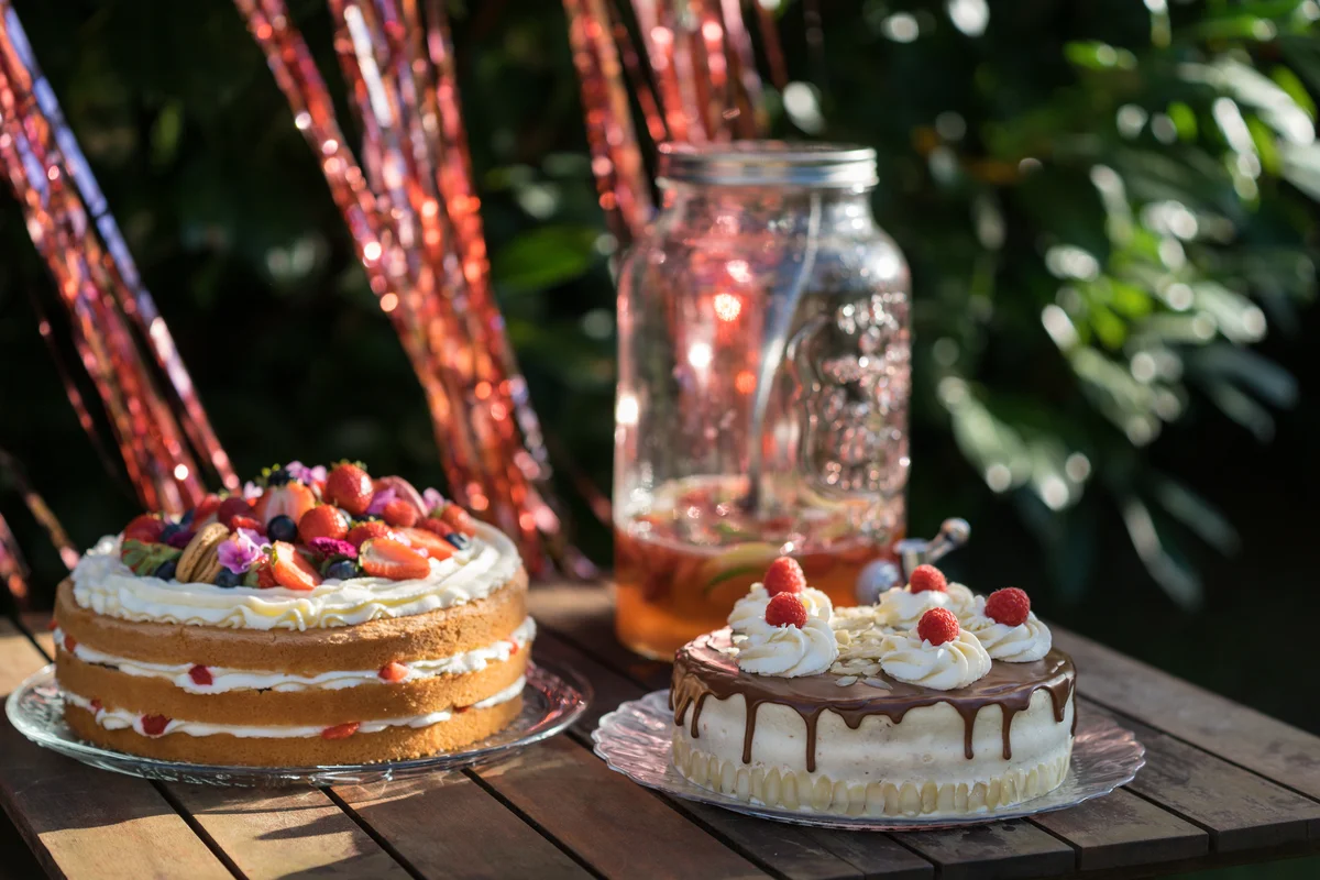 desserts on an outdoor table