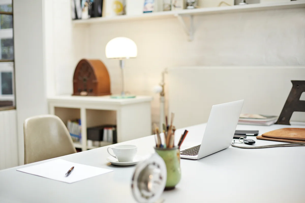 white home office