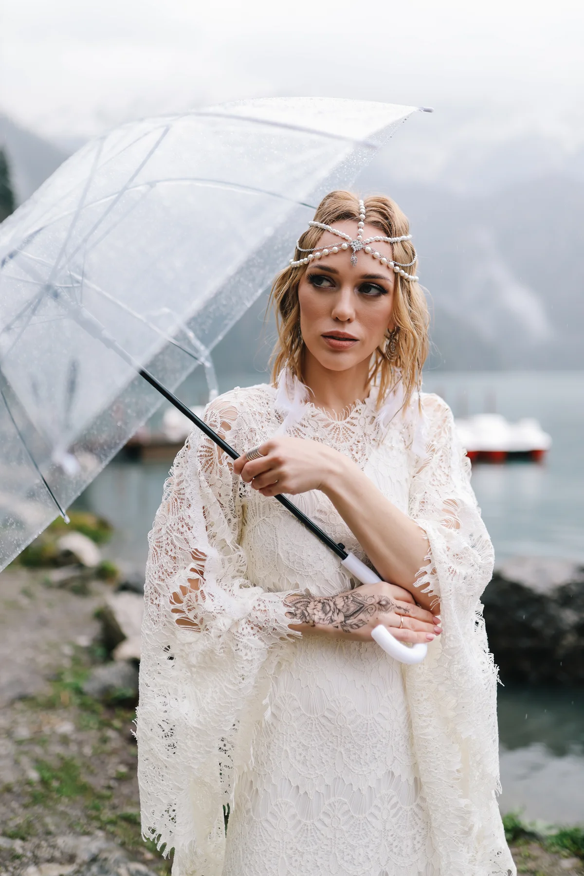 bride with umbrella