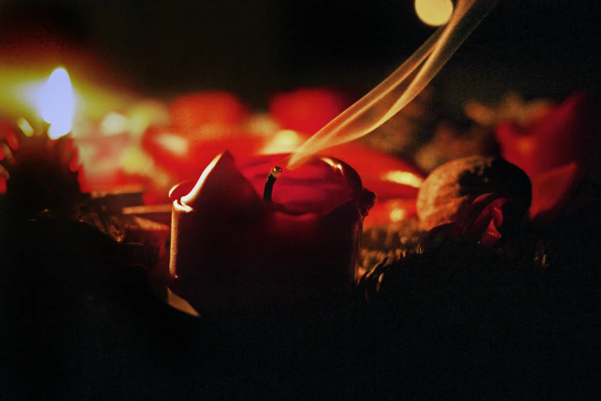 Red candle blown out