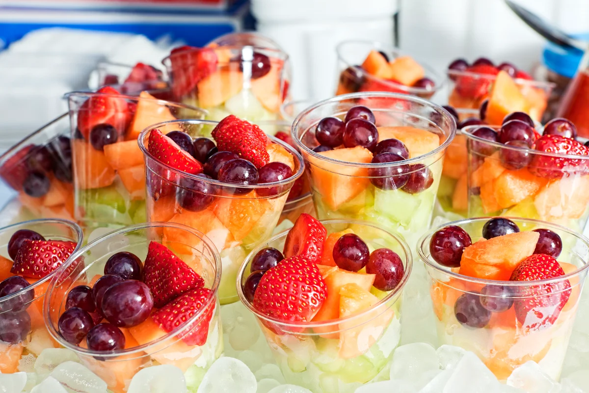 Fruit served in drinking cups