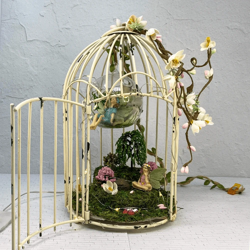 Spring Garden Centerpiece, Bird Cage Decor
