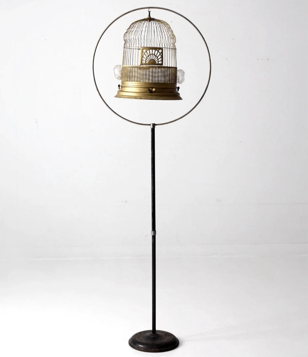 antique Crown bird cage with stand