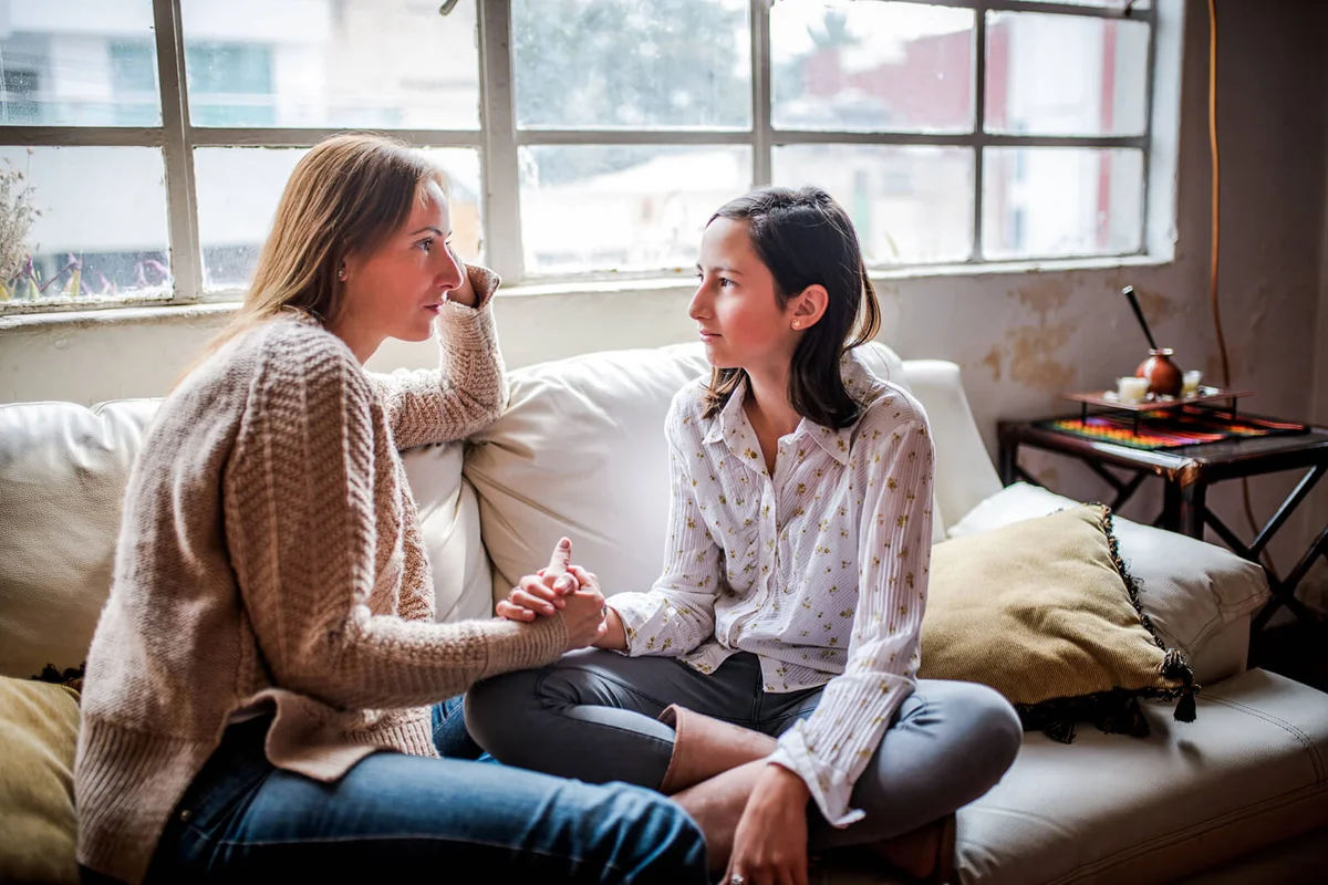 Mother and daughter having a talk