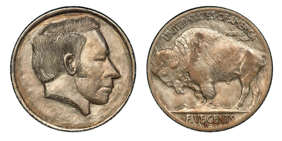 1950 Carving by 'Bo' Hughes, Well-Documented Cameo Nickel