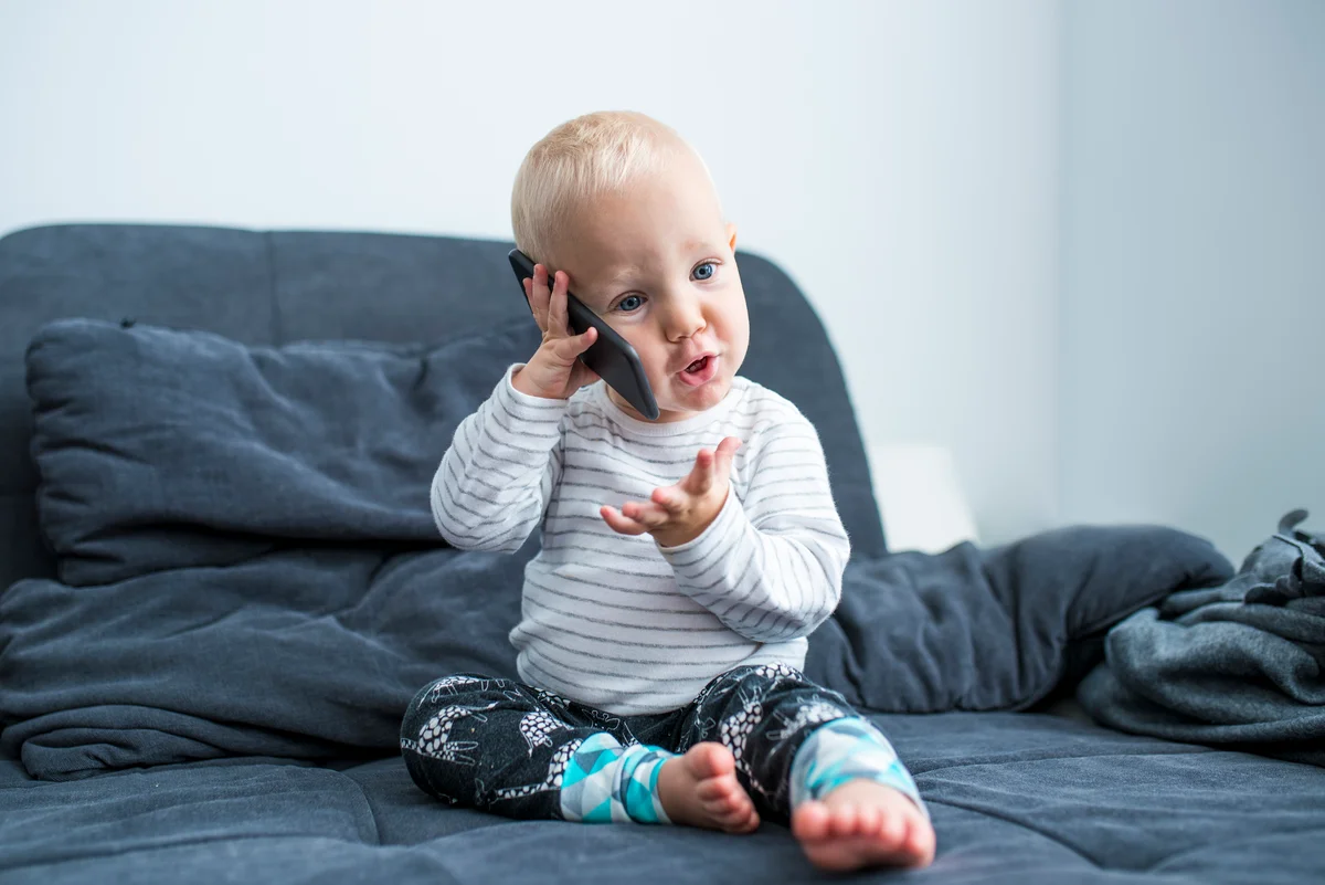 baby talking on phone