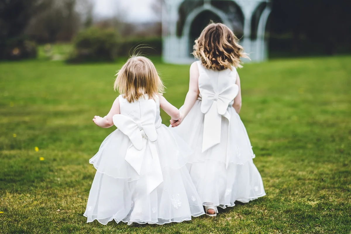 Two tiny Flower Girls from a Wedding