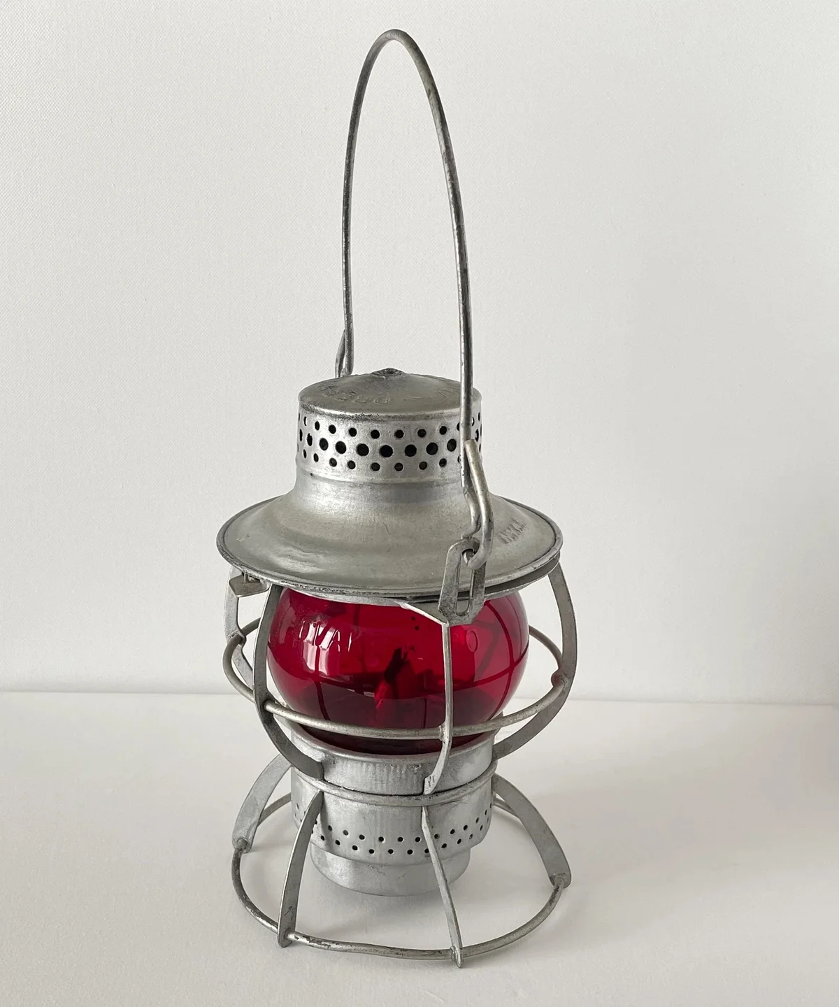 Adlake Kero N.Y.C.S. Railroad Lantern 1940s Dressel Arlington NJ red glass globe vintage antique collectible