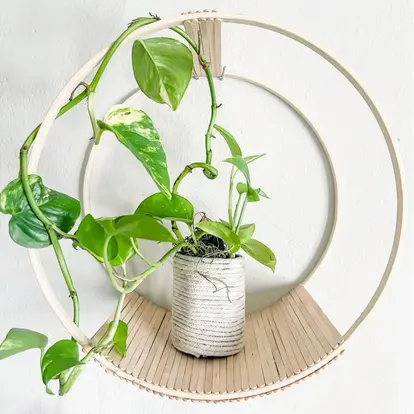 Handmade Circle Trellis Shelf with Planter