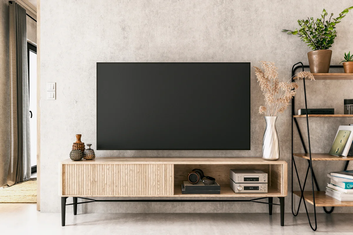 Retro living room with TV