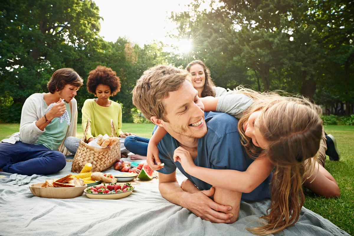 Family having picnic in park