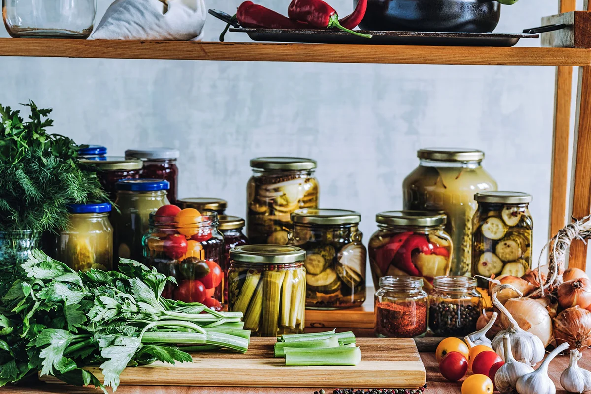 Making fermented pickled celery, fresh vegetables