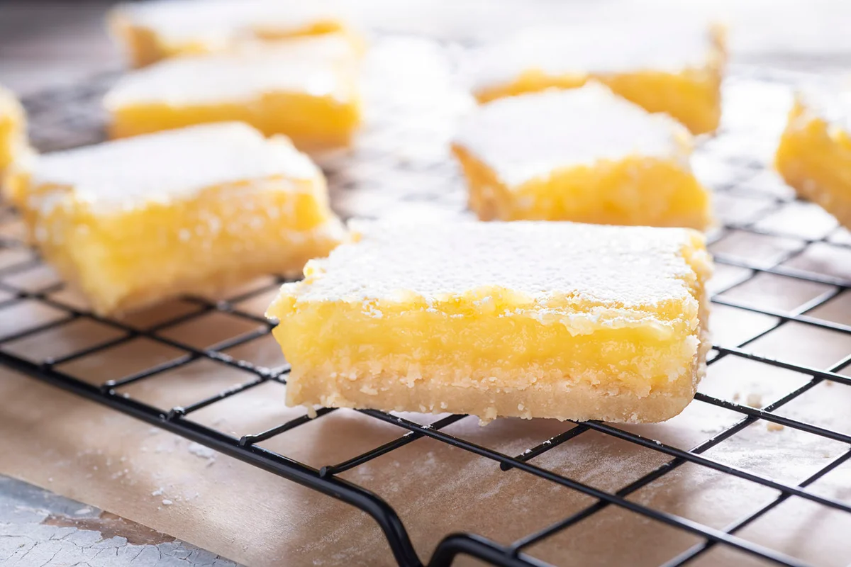 Homemade Lemon Bars on a Cooling Rack