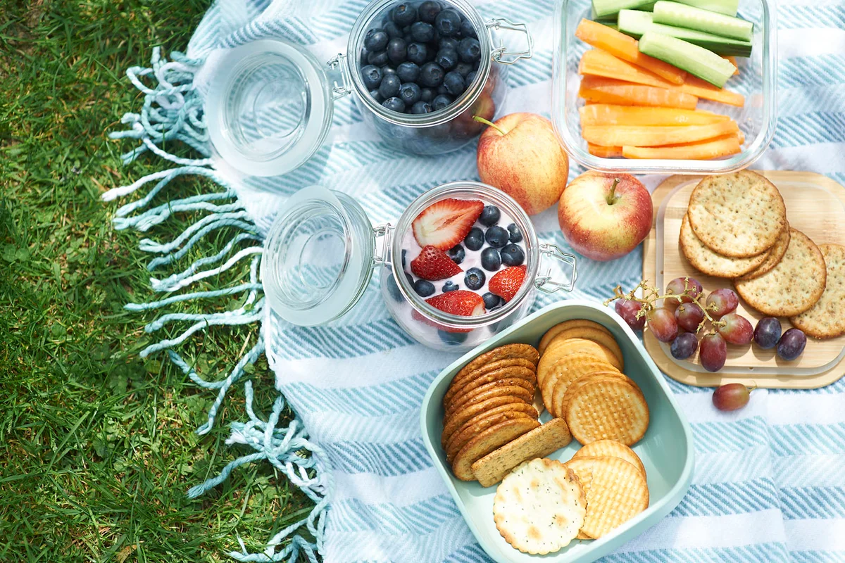 Homemade picnic with organic foods
