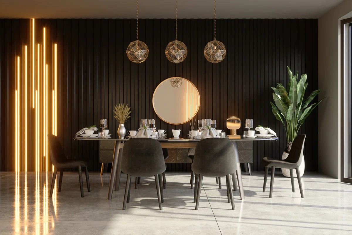Luxurious Dining Room Interior With Dining Table,