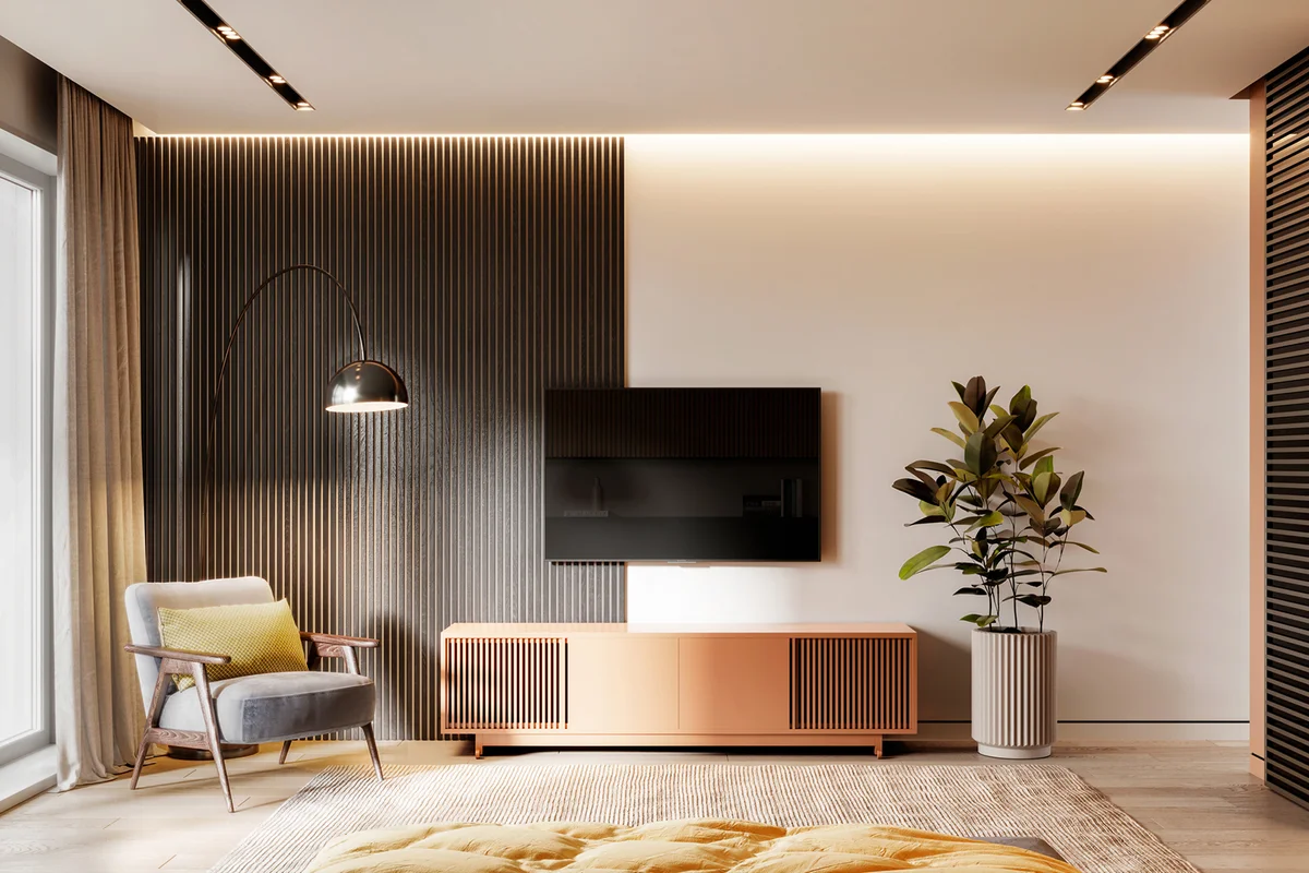 3D rendering of a luxurious bedroom interior