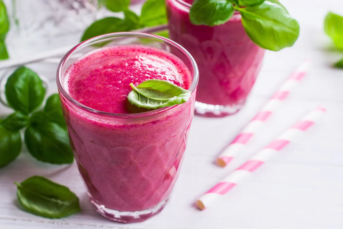 Beetroot smoothies in glass