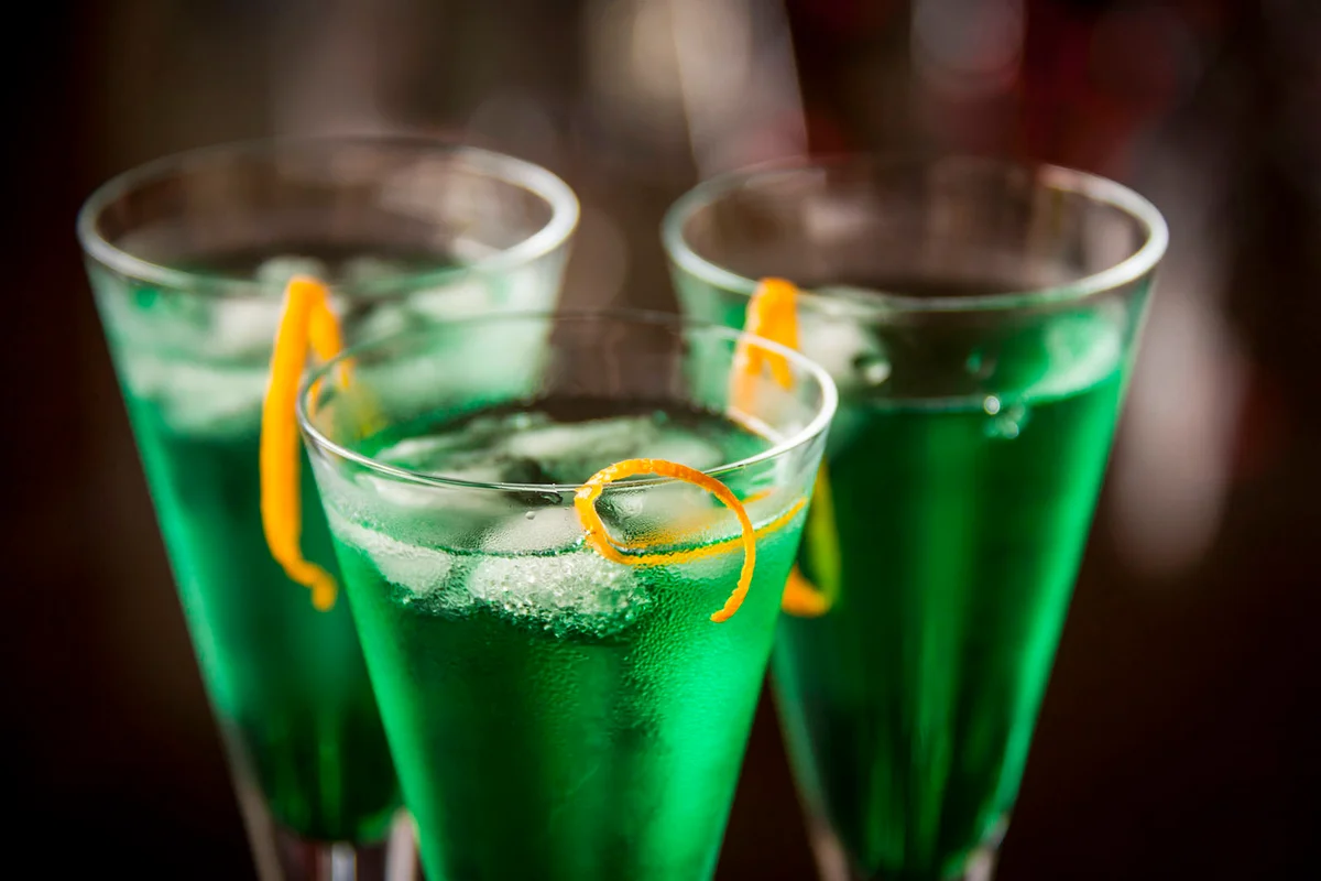 Fresh cocktail with mint liqueur
