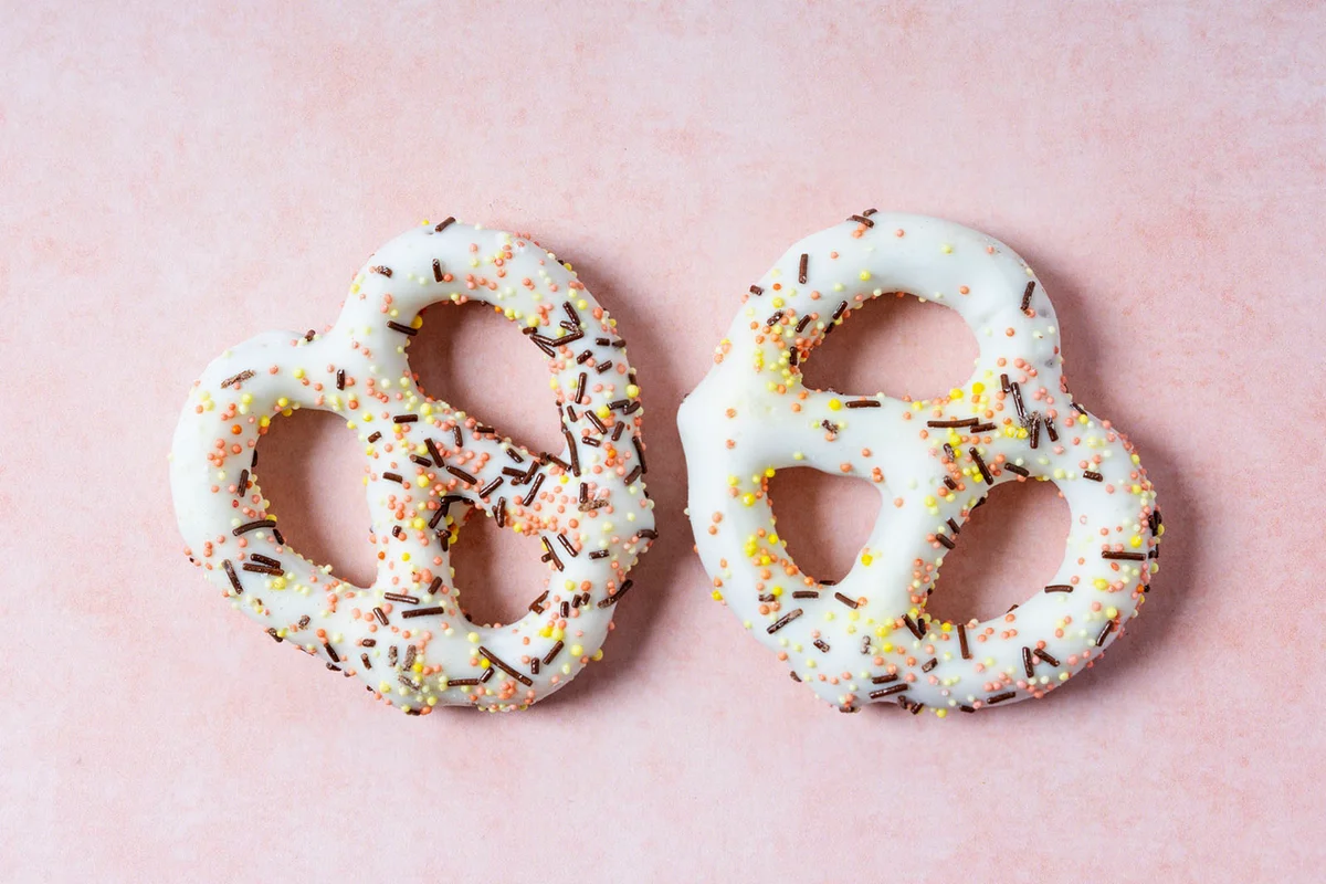 White chocolate covered pretzel