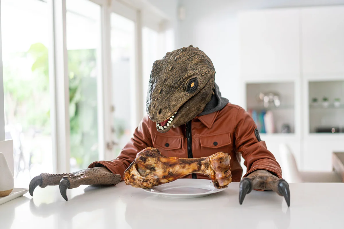 Lunch is serve for dinosaur teen