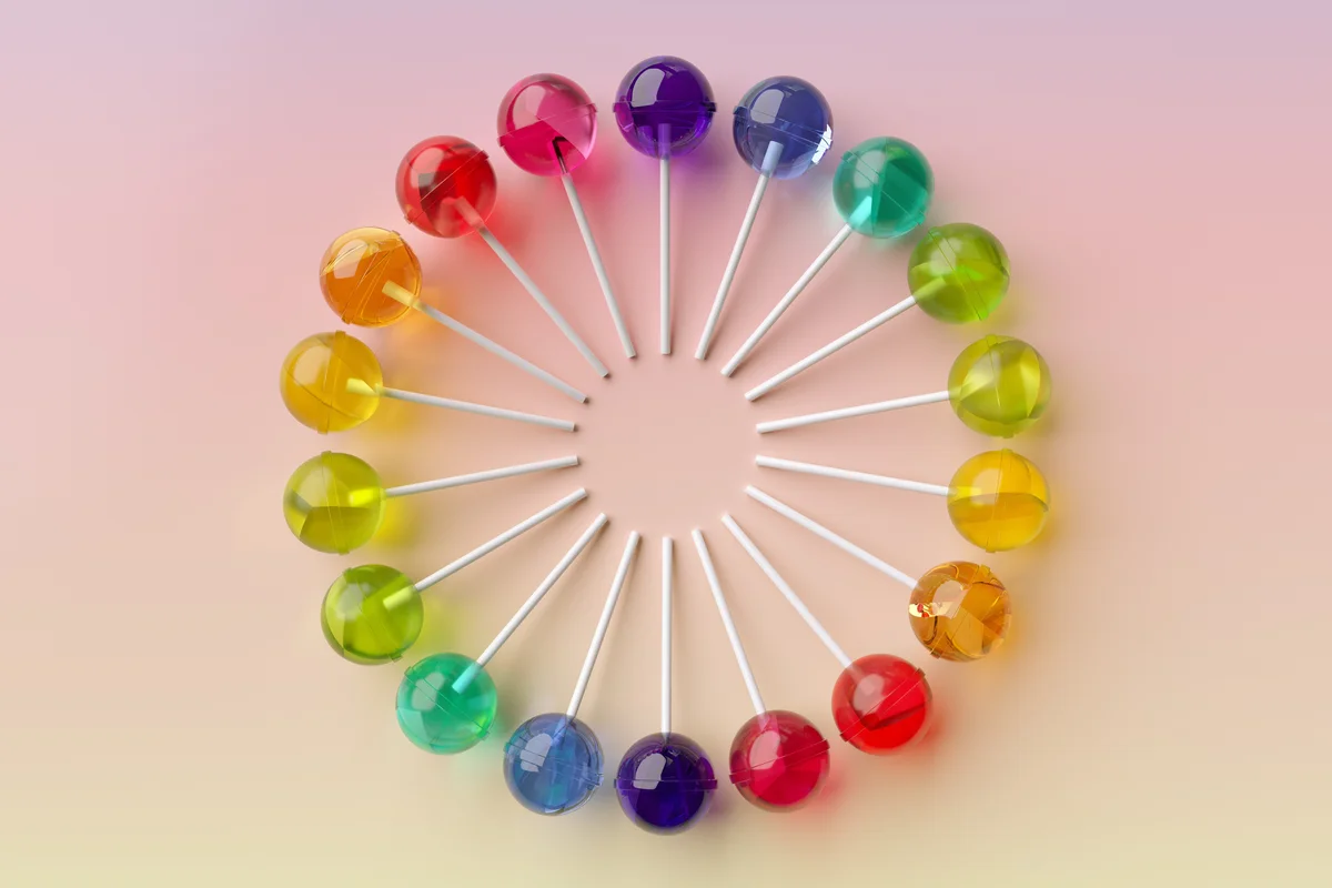 lollipops on pink background