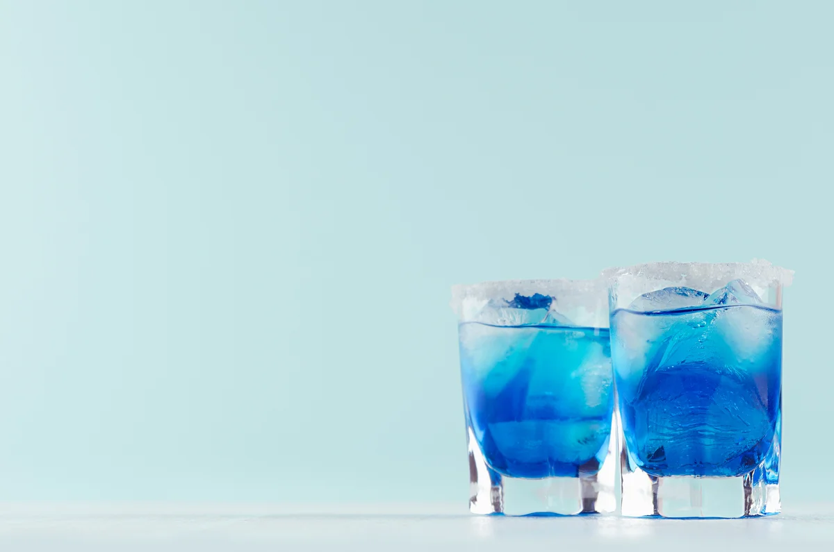 two glasses of blue punch