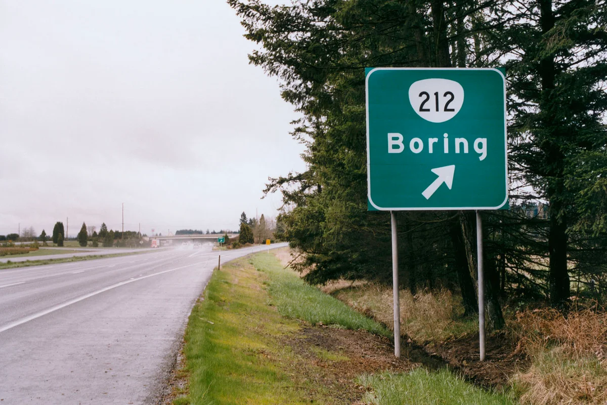 Boring Road Sign