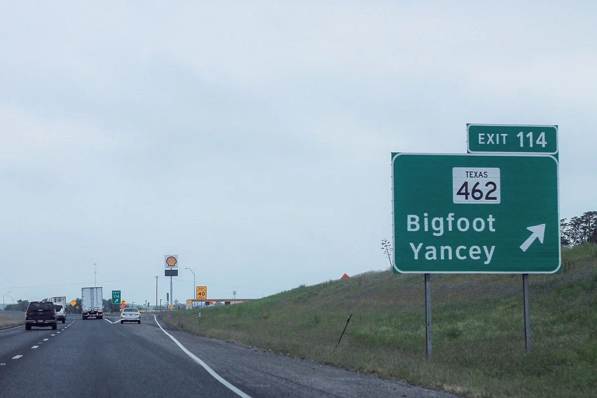 Interstate 35 in Texas at Bigfoot Yancey exit