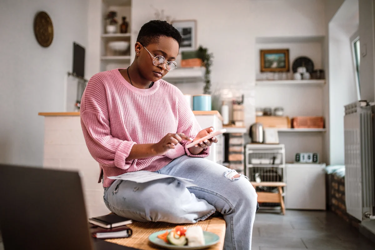 Person doing home finances