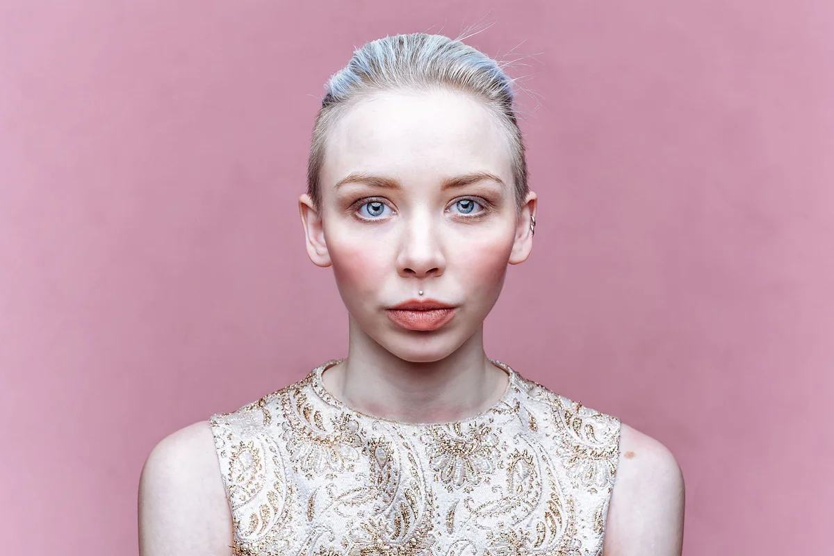 elegant woman with short blonde hair