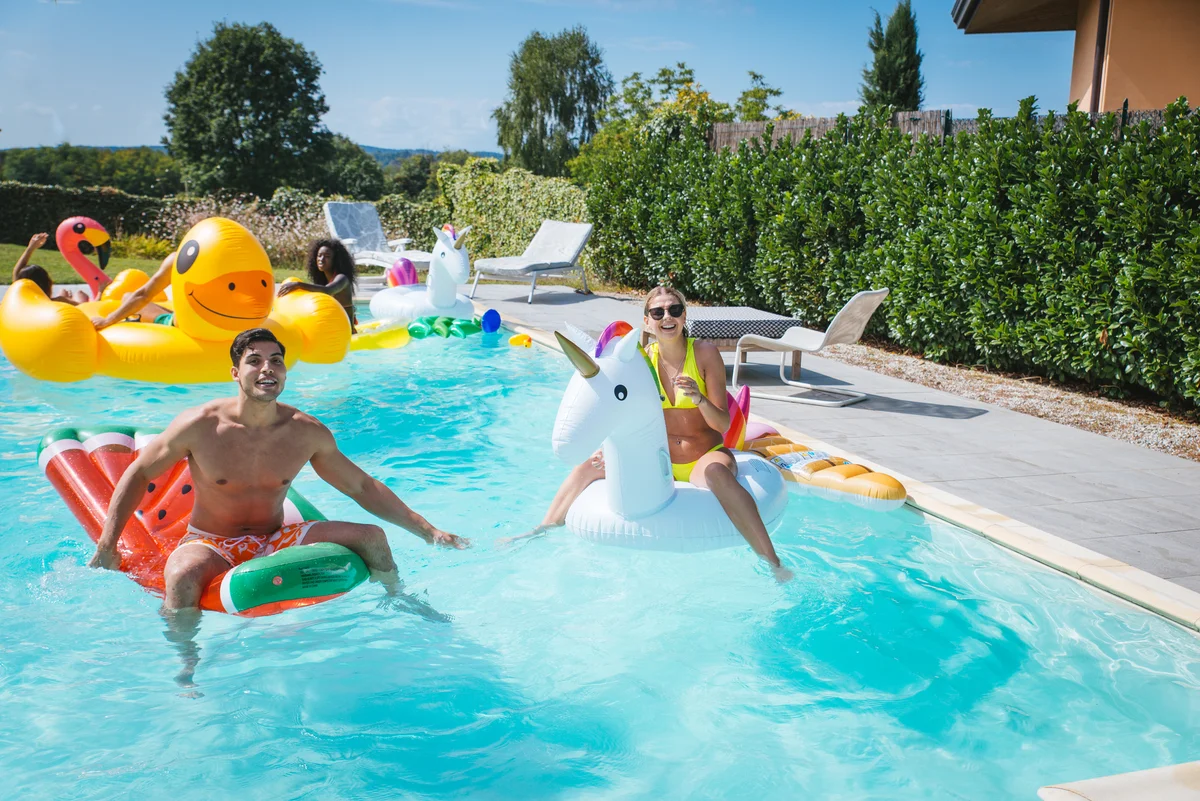friends at a pool party