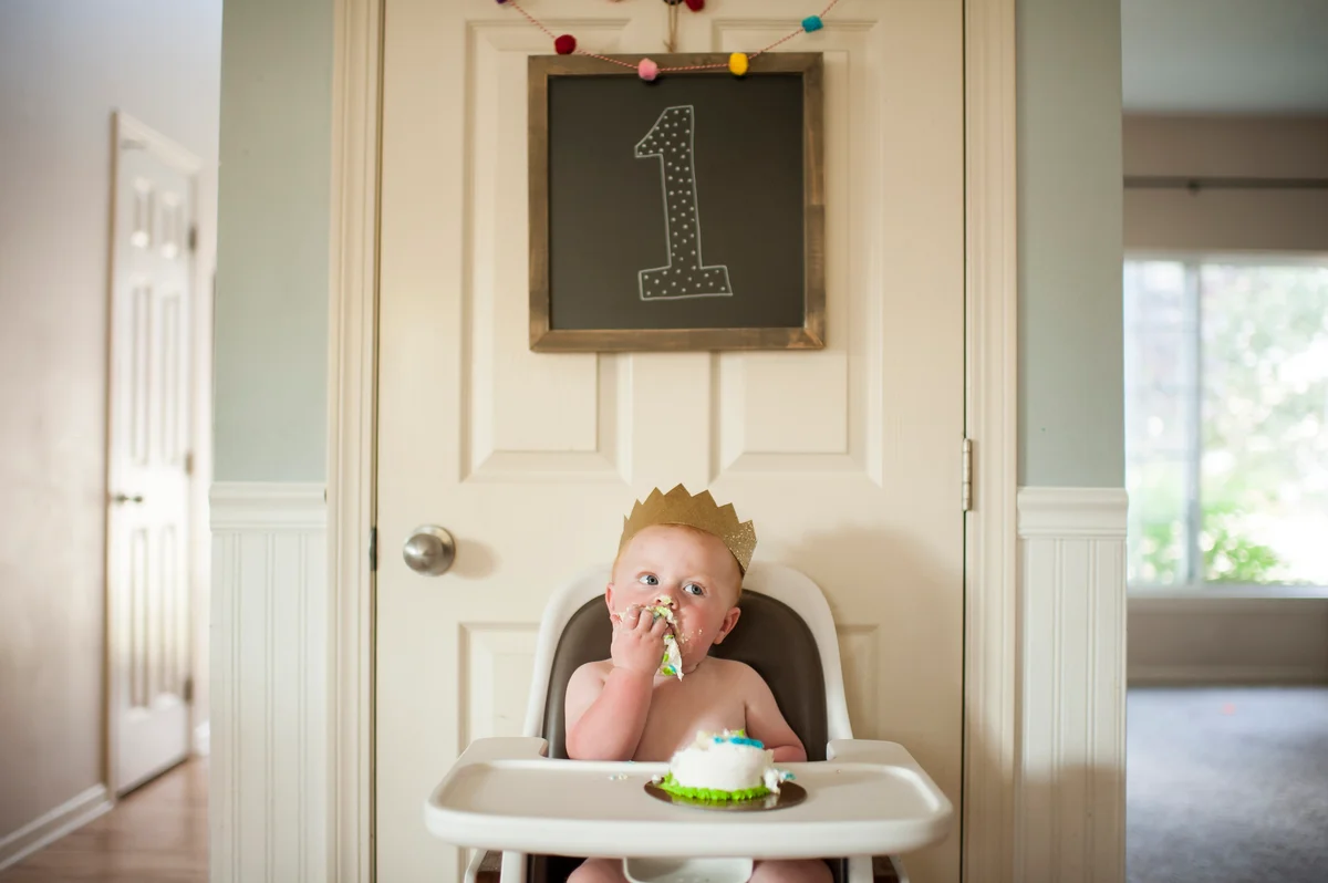 one-year old with a chalkboard #1
