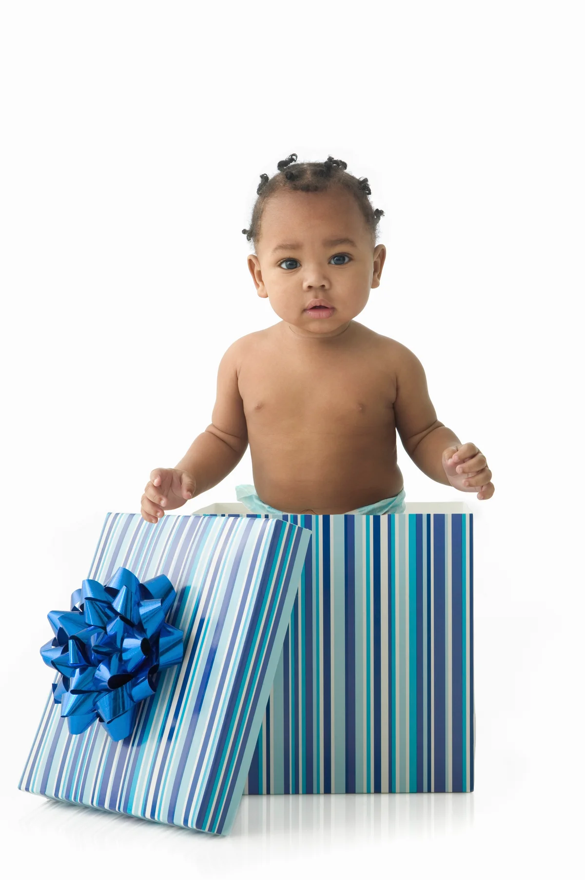 toddler in a gift box