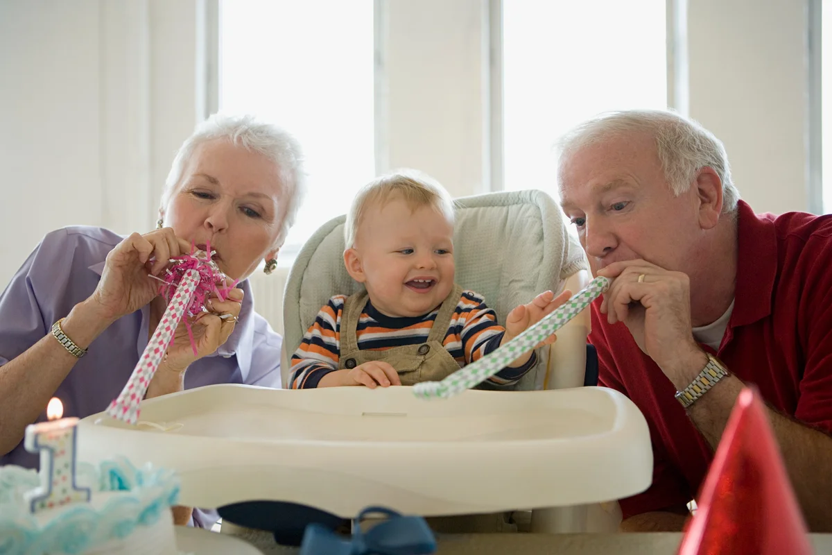 one-year-old with grandparents