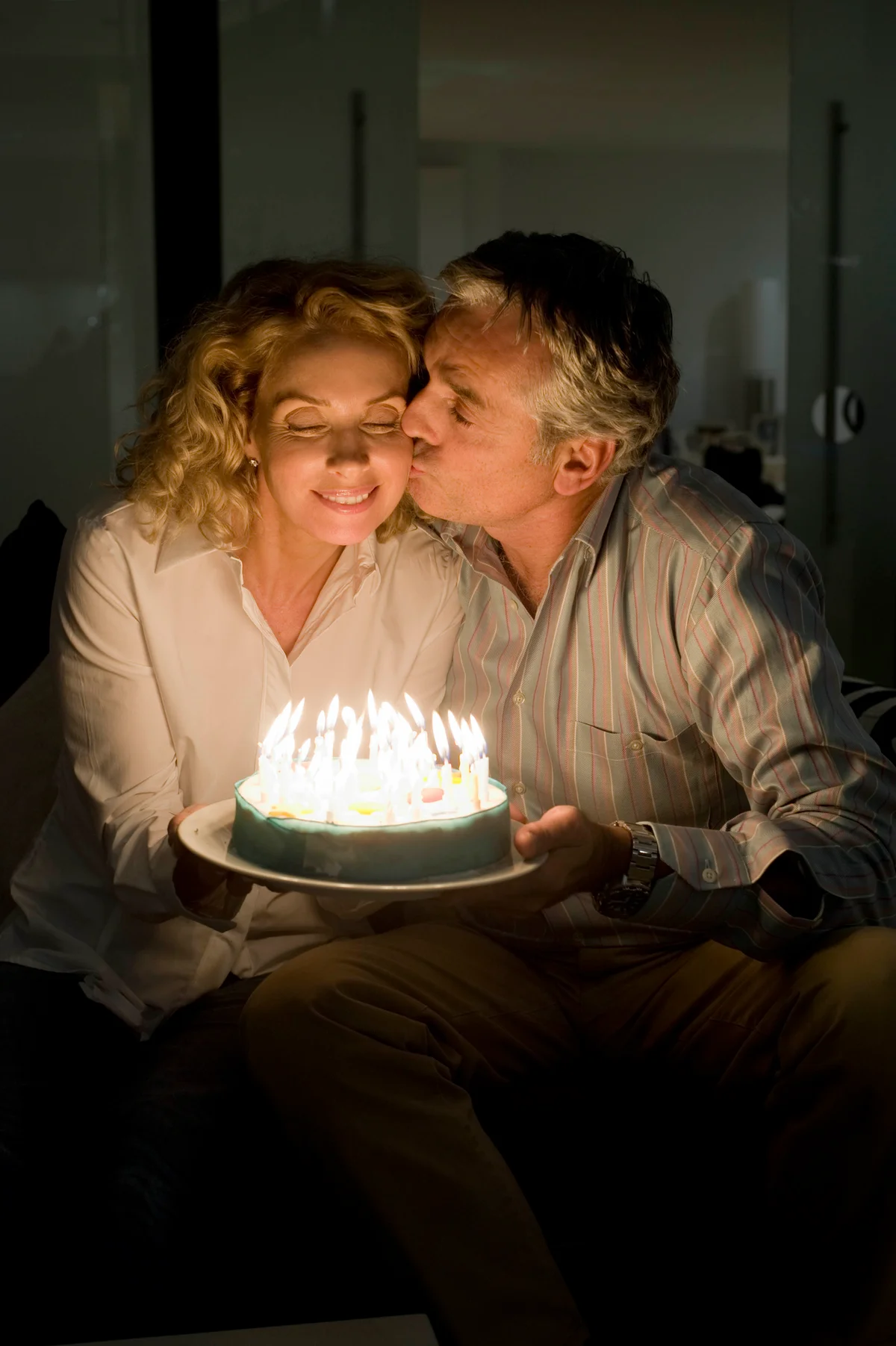 happy couple celebrating a birthday