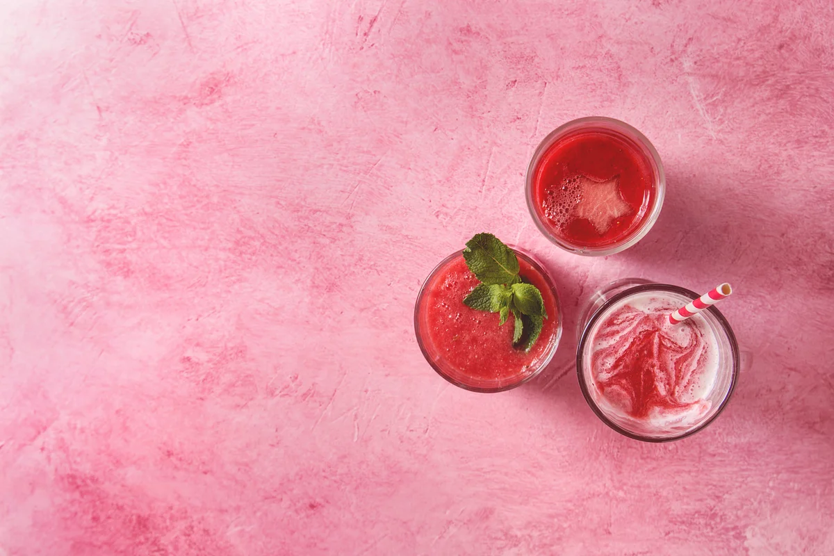mocktails on a pink background