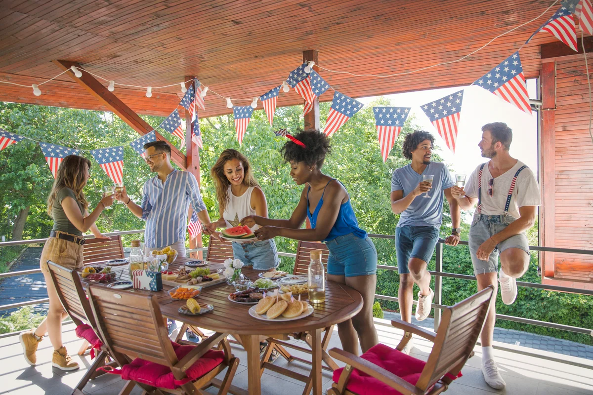 Friends celebrating US Independence Day