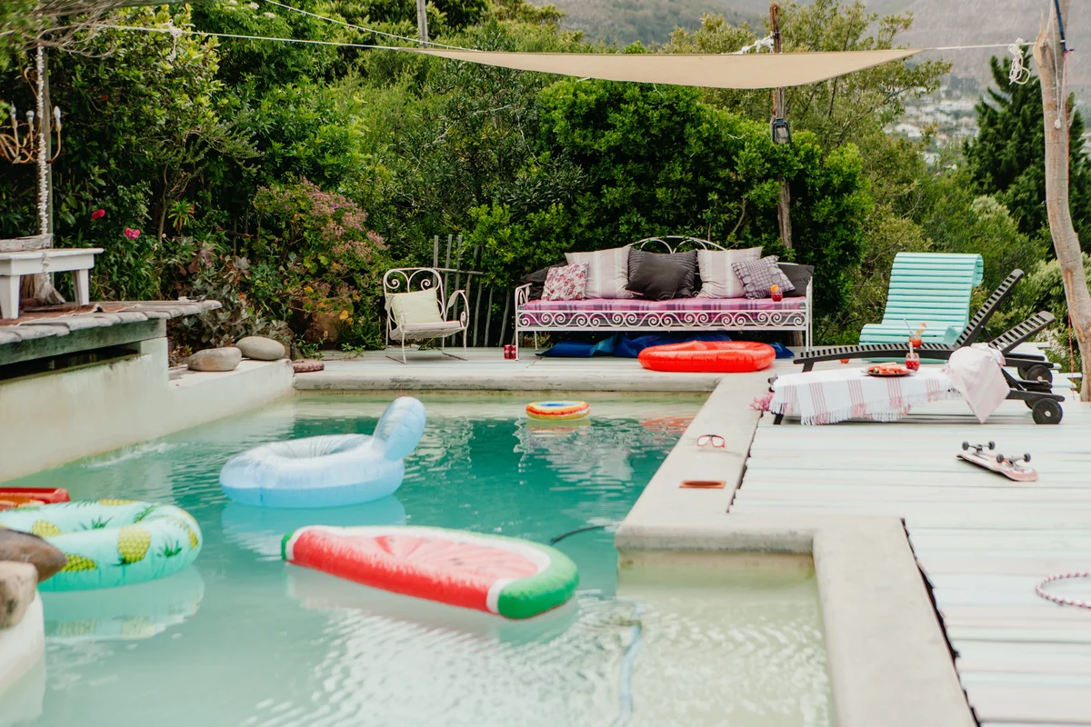 floating toys in a pool