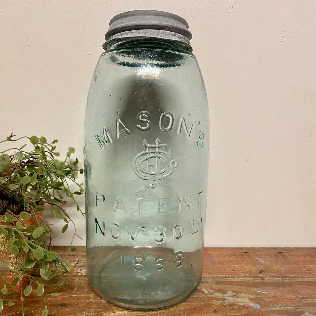 Rare Antique Half Gallon Mason Jar