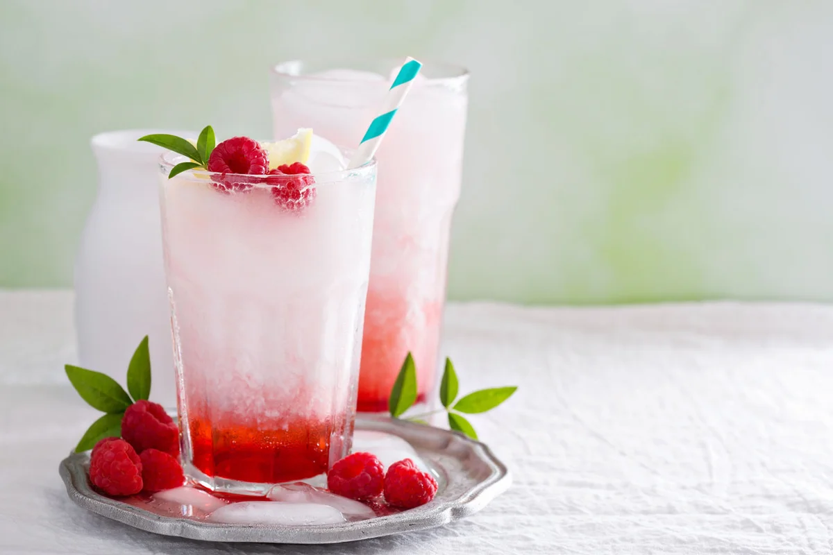 drink with berry syrup and coconut milk
