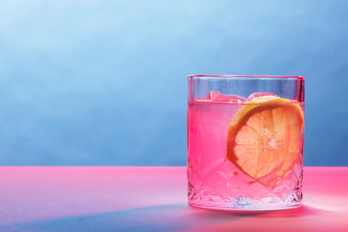 Pink drink with lemon