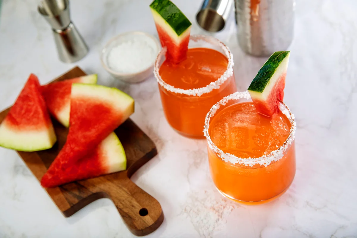 Margarita glass with mixer and Watermelon